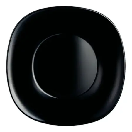 Plato Hondo Carine Cuadrado Negro Vidrio Templado 21 Cm X 1 Negro