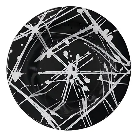 Plato Hondo Chacarero Chapa Con Diseño 24cm Salpicado X 1 U Color Negro C/diseño 1123