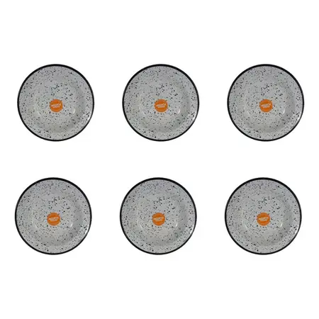 Plato Hondo Redondo Metal Enlozado 26cm Salpicado Blanco X6u