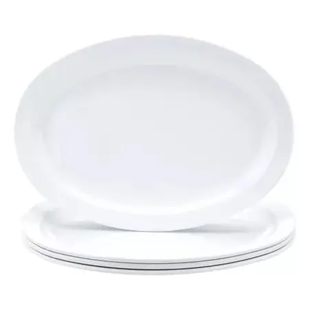 Plato Ovalado Melamina Blanco 30cm Resistente Bandeja Fuente
