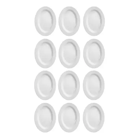 Plato Ovalado Melamina Blanco 30cm Resistente Bandeja X12 U