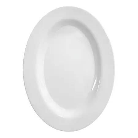 Plato Ovalado Melamina Blanco 35cm Resistente Bandeja Fuente Geométrico