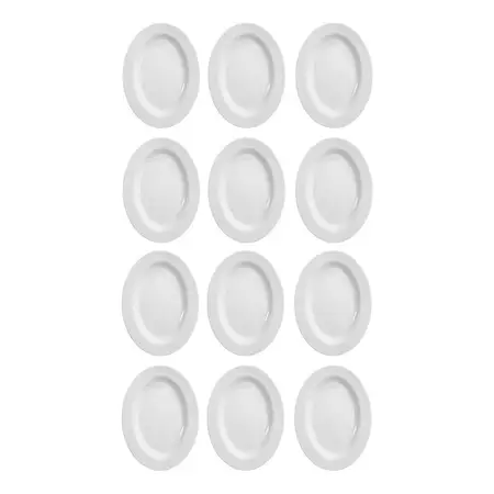 Plato Ovalado Melamina Blanco 35cm Resistente Bandeja X12 U. - Bl - Liso
