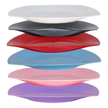 Plato Plástico Cuadrados Postre Fiesta Cotillón Kp X 10 Unid Color Rojo Cuadrado