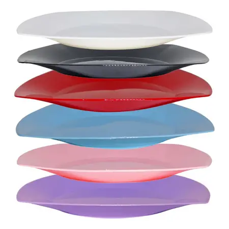 Plato Plástico Cuadrados Postre Fiesta Cotillón Kp X 1 Unid. Rosa claro