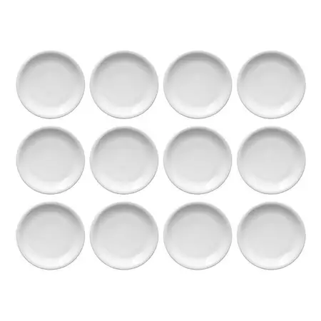 Plato Playo 25 Cm Simil Tsuji Ala Angosta Porcelana X12 Unid Blanco