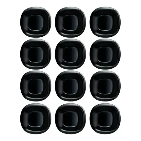 Plato Playo Carine Cuadrado Negro Vidrio Templado 26 Cm X 12 Negro