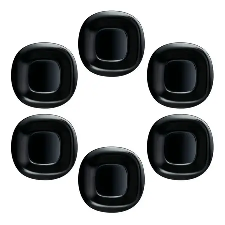 Plato Playo Carine Cuadrado Negro Vidrio Templado 26 Cm X 6 Negro
