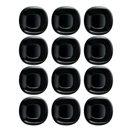 Plato Playo Carine Cuadrado Negro Vidrio Templado 27 Cm X 12