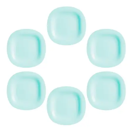 Plato Playo Carine Light Cuadrado Vidrio Templado 27 Cm X6 U turquesa