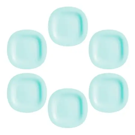 Plato Playo Carine Light Cuadrado Vidrio Templado 27 Cm X6 U turquesa