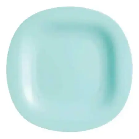 Plato Playo Carine Light Cuadrado Vidrio Templado 27 Cm X 1 Turquesa