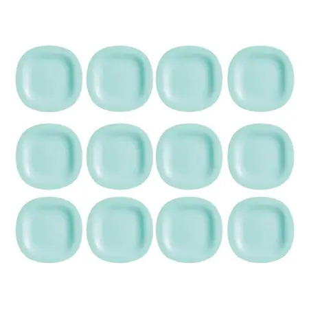 Plato Playo Carine Light Cuadrado Vidrio Templado 27cm X12 U Turquesa