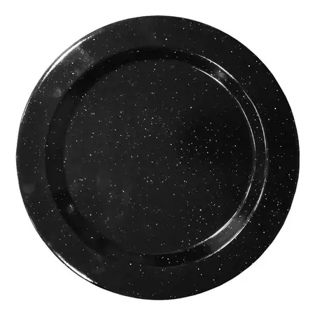 Plato Playo Enlozado Chapa 28 Cm Parrilla Camping X1 Unidad. - Negro - Pintitas
