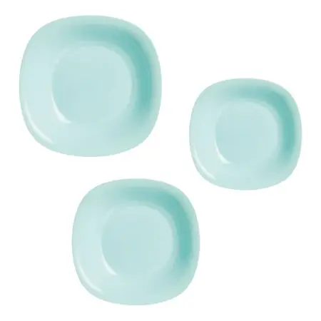 Plato Playo Hondo Postre Luminarc Carine Light Cuad Set X 18 Turquesa