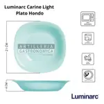 Plato Playo Hondo Postre Luminarc Carine Light Cuad Set X 18 Turquesa