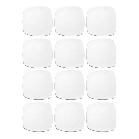 Plato Playo Melamina Blanco Cuadrado 25 Cm Resistente X12 Un