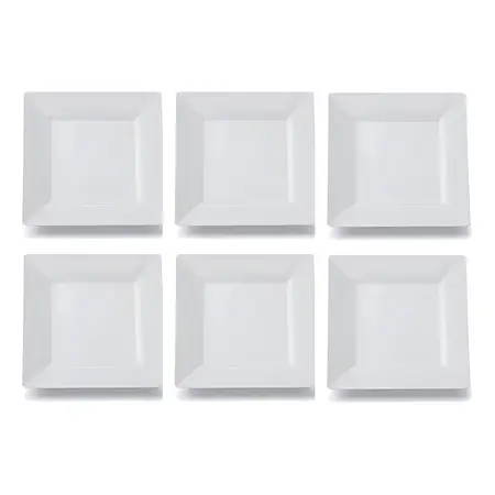 Plato Playo Melamina Cuadrado Blanco X 12 Unidades Plastico