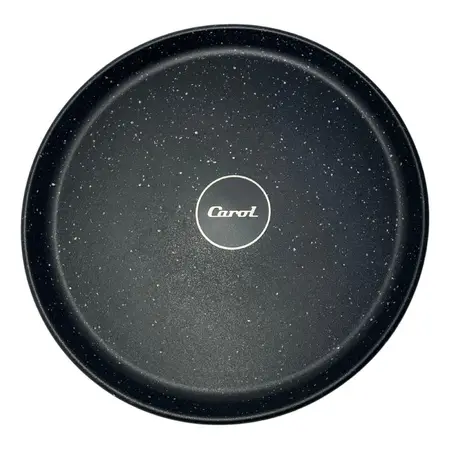 Plato Playo Plástico Carol Linea Granito De 25 Cm X1 Unidad. Negro granito