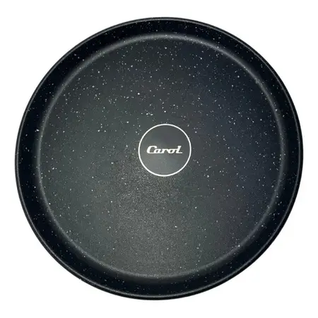 Plato Playo Plástico Carol Linea Granito De 25 Cm X1 Unidad. Negro granito