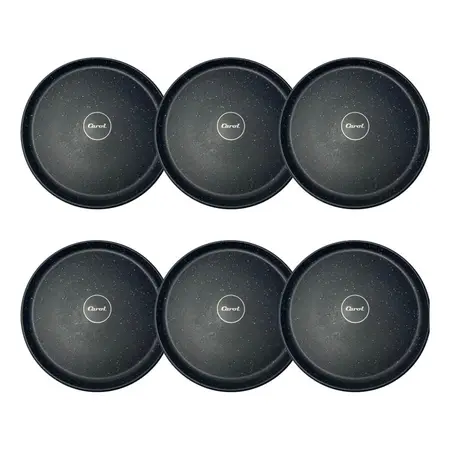 Plato Playo Plástico Carol Linea Granito De 25 Cm X6 Unid Negro granito