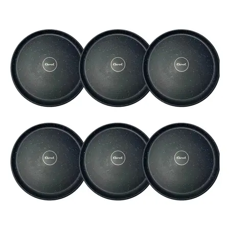 Plato Playo Plástico Carol Linea Granito De 25 Cm X6 Unid Negro granito