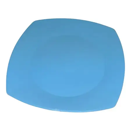 Plato Playo Plástico Cuadrados Fiesta Cotillón Kp X 10 Unid. Celeste