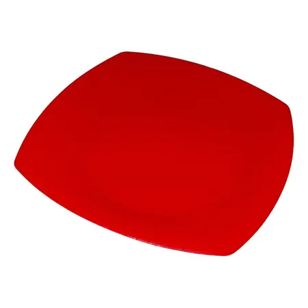 Plato Playo Plástico Cuadrados Fiesta Cotillón Kp X 10 Unid. Rojo