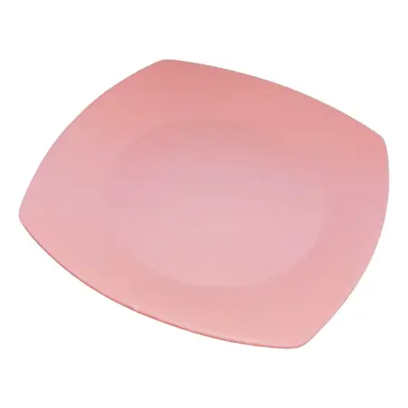 Plato Playo Plástico Cuadrados Fiesta Cotillón Kp X 1 Unid. Color Rosa Claro Cuadrado