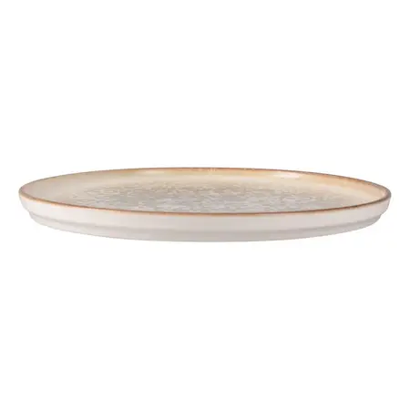 Plato Playo Postre De Porcelana Linea Cortado 21 Cm | Pioli Beige Cortado