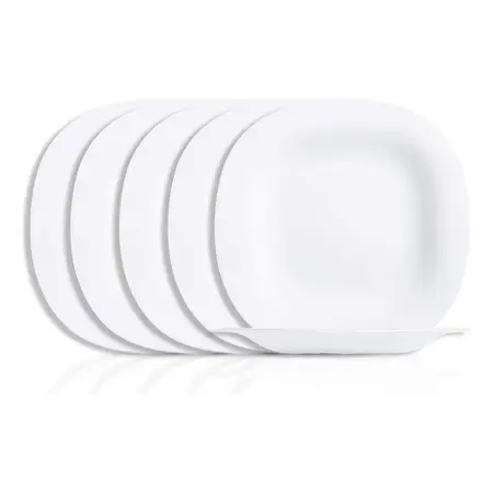 Plato Postr Carine Cuadrado Negro Vidrio Templado 19 Cm X 6 Blanco