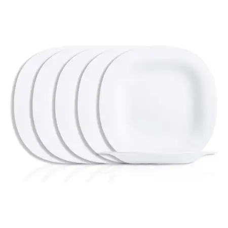Plato Postr Carine Cuadrado Negro Vidrio Templado 19 Cm X 6 Blanco