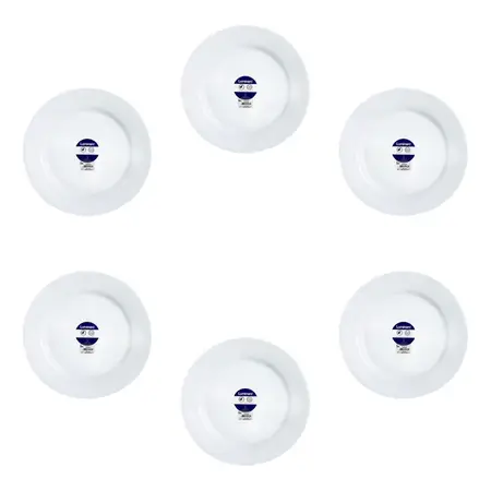 Plato Postre 19 Cm Everyday Luminarc Vidrio Templado X 6 Uni Blanco Liso