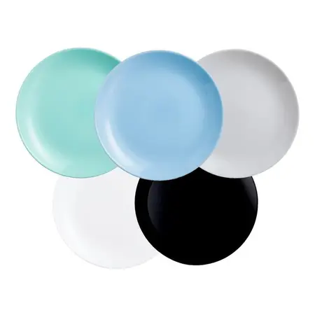Plato Postre 19cm Luminarc Diwali Vidrio Templad Colores X12 Blanco