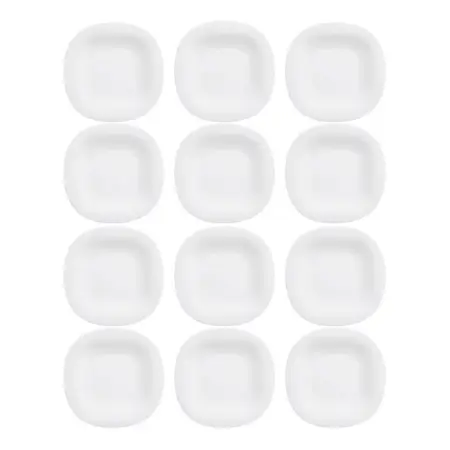 Plato Postre Carine Cuadrado Negro Vidrio Templado 19 Cm X12 Blanco
