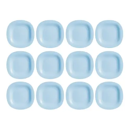Plato Postre Carine Light Luminarc Set X 12 Vidrio Temp 19cm Celeste