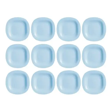 Plato Postre Carine Light Luminarc Set X 12 Vidrio Temp 19cm Celeste