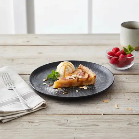 Plato Postre De Cerámica Linea Flat Onix 19,5cm | Oxford Negro Ónix