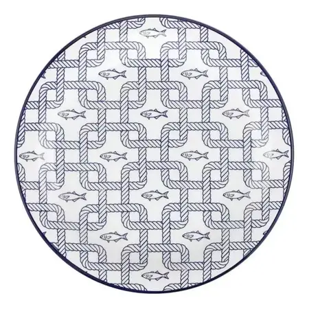 Plato Postre De Cerámica Linea Floreal 20 Cm | Oxford Diseño Náutico Floreal