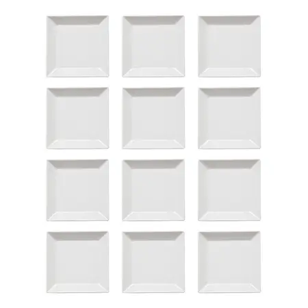 Plato Postre Melamina Blanco Cuadrado 20cm Ala Ancha X12 Uni - Blanco - Liso