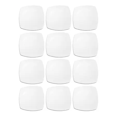 Plato Postre Melamina Blanco Cuadrado 20cm Resistente X12 U.