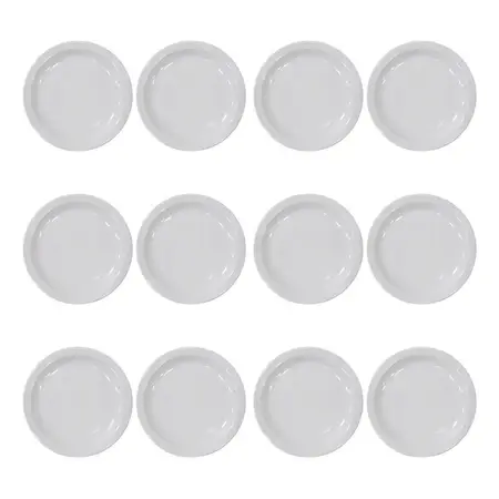 Plato Postre Melamina Blanco Redondo 20 Cm Ala Angosta X12 U - Blanco - Liso
