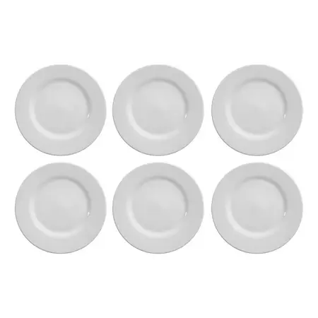Plato Postre Tsuji Linea 1100 Ala Ancha Porcelana 20cm X6 Un Blanco