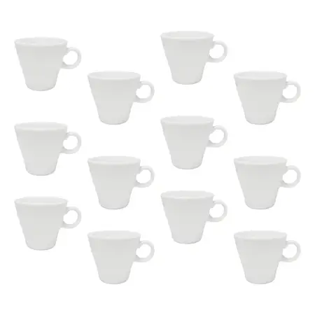 Pocillo Cafe Conico Tsuji Porcelana Con Sello 90 Ml X12 Uni Blanco