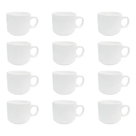 Pocillo Taza Cafe Porcelana Blanca 90 Ml X 12 Unidades Blanco Recta