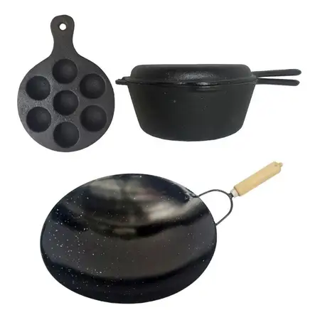 Provoletera + Cacerola + Plancha + Wok 36 Fundición Set X4