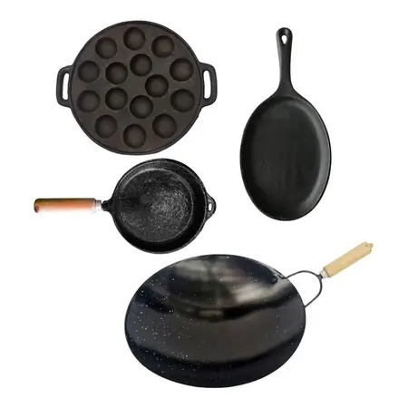 Provoletera + Plancha Oval + Wok 36 Fundición Lozafer Set X4