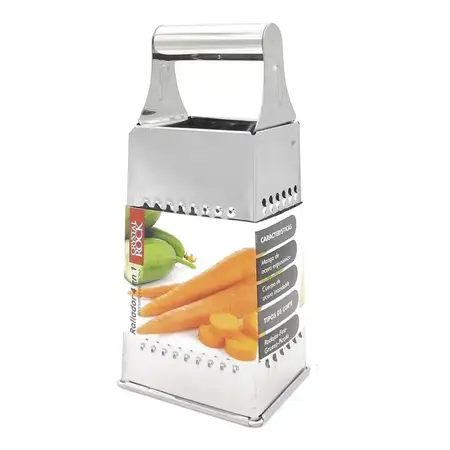 Rallador Queso Manual 4 Caras Lados Acero Inoxidable 24,5 Cm Plateado