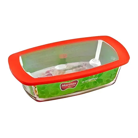 Recipiente Fuente Vidrio Templado Con Tapa Marinex 700ml Fac Color Transparente
