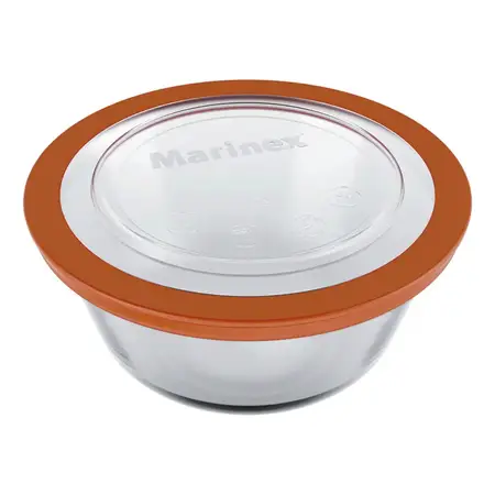 Recipiente Redondo Vidrio Templado 2,4 Lts Con Tapa Marinex Transparente